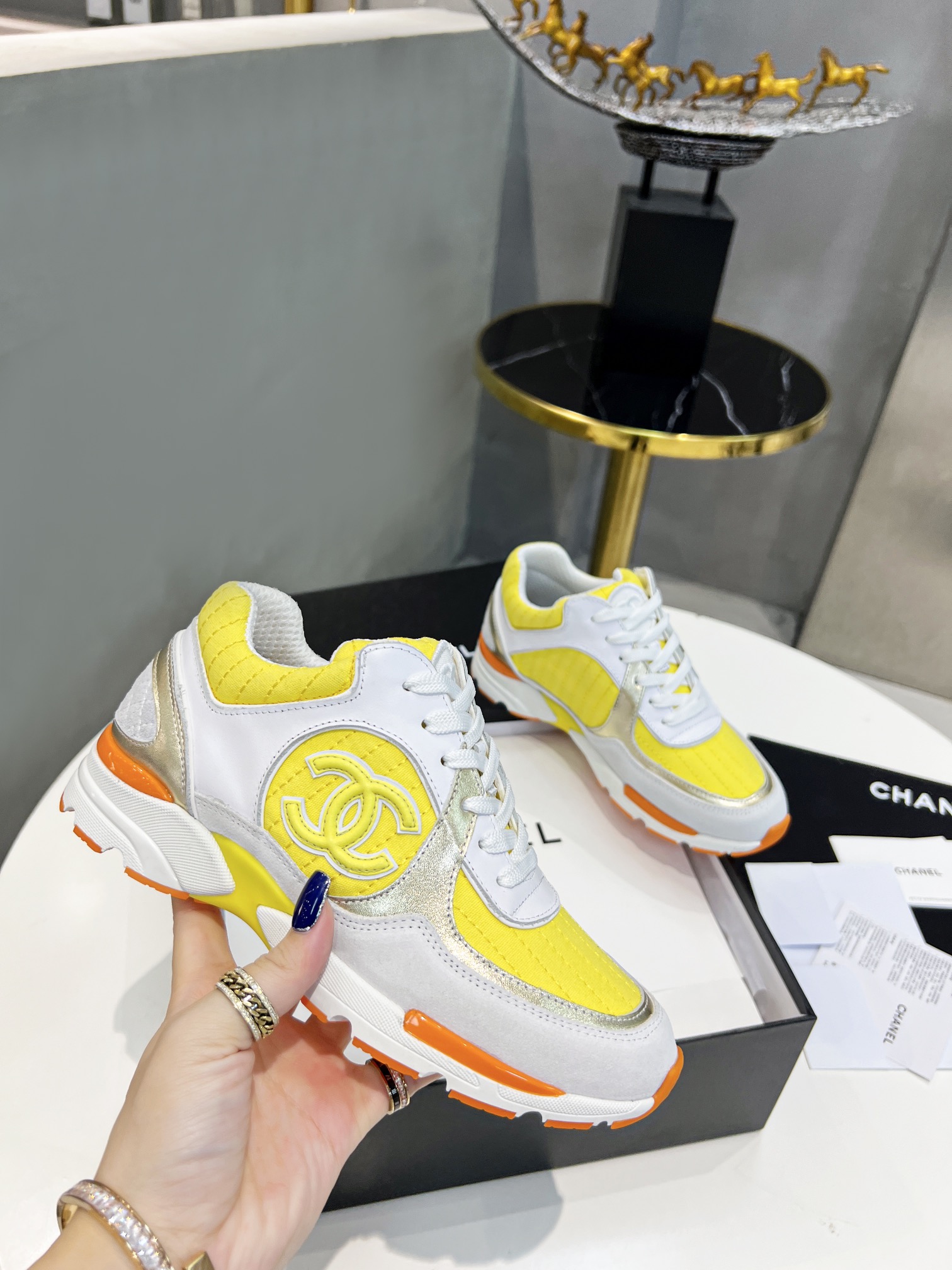 Chanel Sneakers Yellow For Women