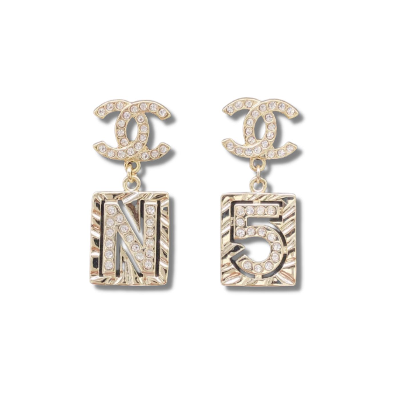 Chanel Square NO5 Pendant Earrings Gold For Women