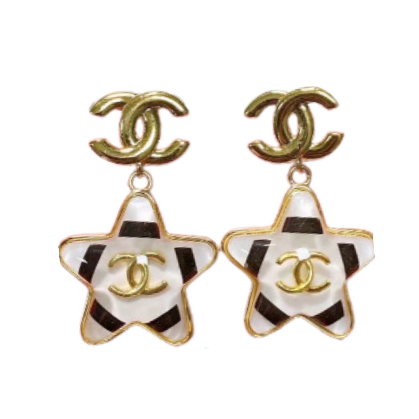 Chanel Star Earrings Gold Tone For Women