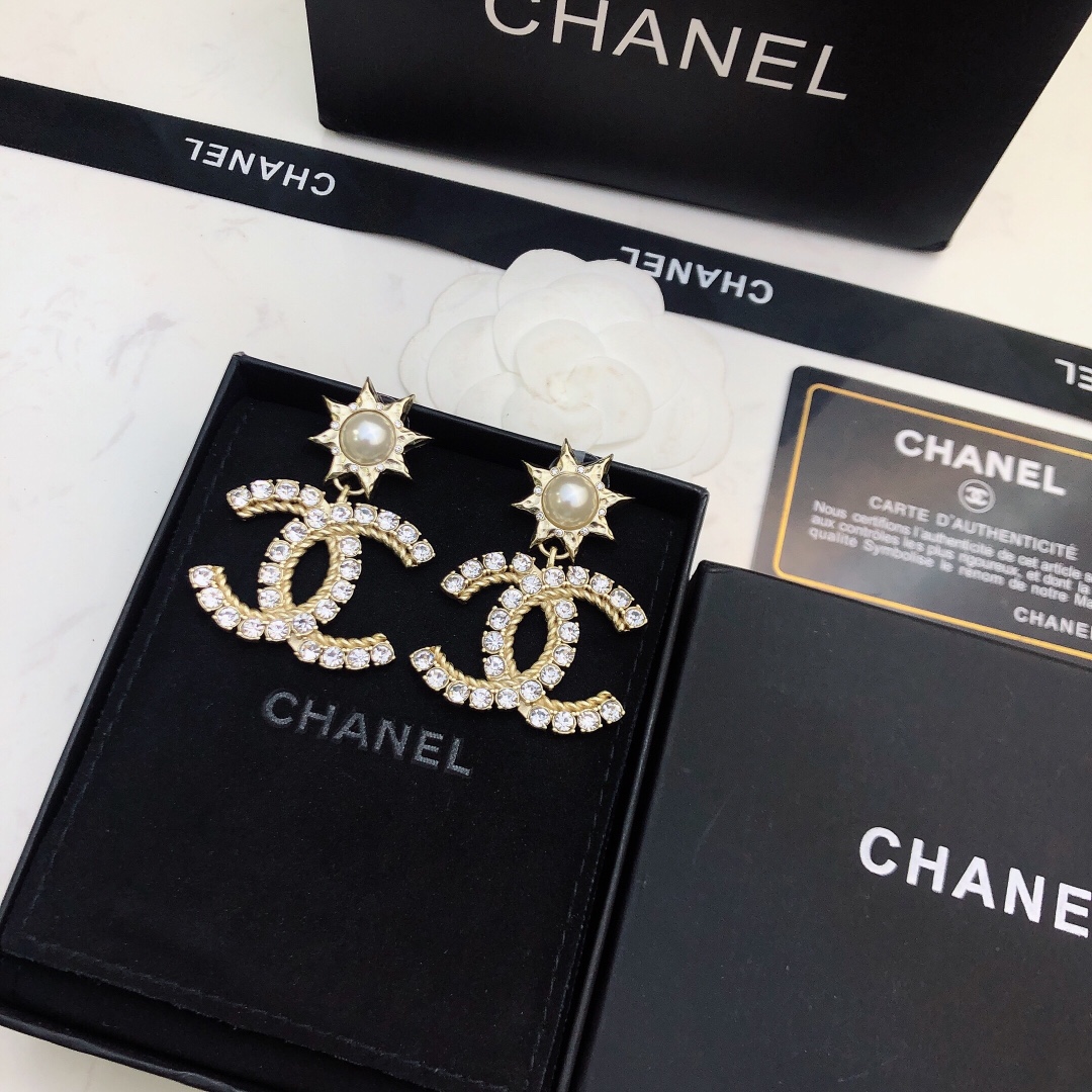 Chanel Sun Shape Earrings Gold Tone For Women