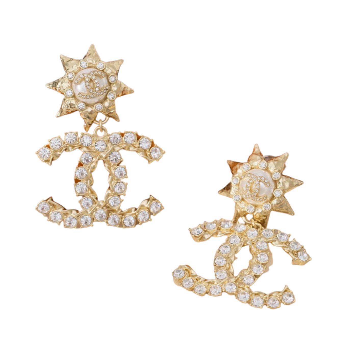 Chanel Sunflower Earrings Gold For Women