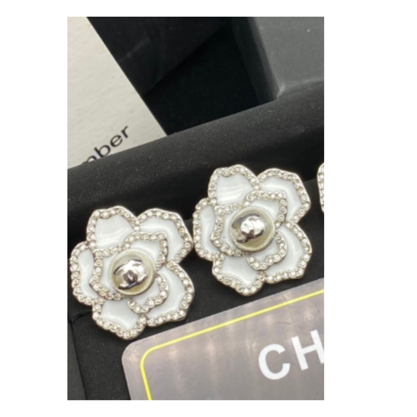 Chanel Sweet Lady Camellia Earrings White For Women