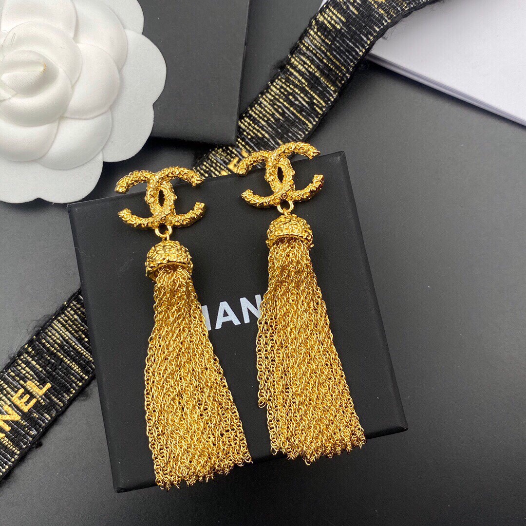 Chanel Tassel Earrings Gold For Women