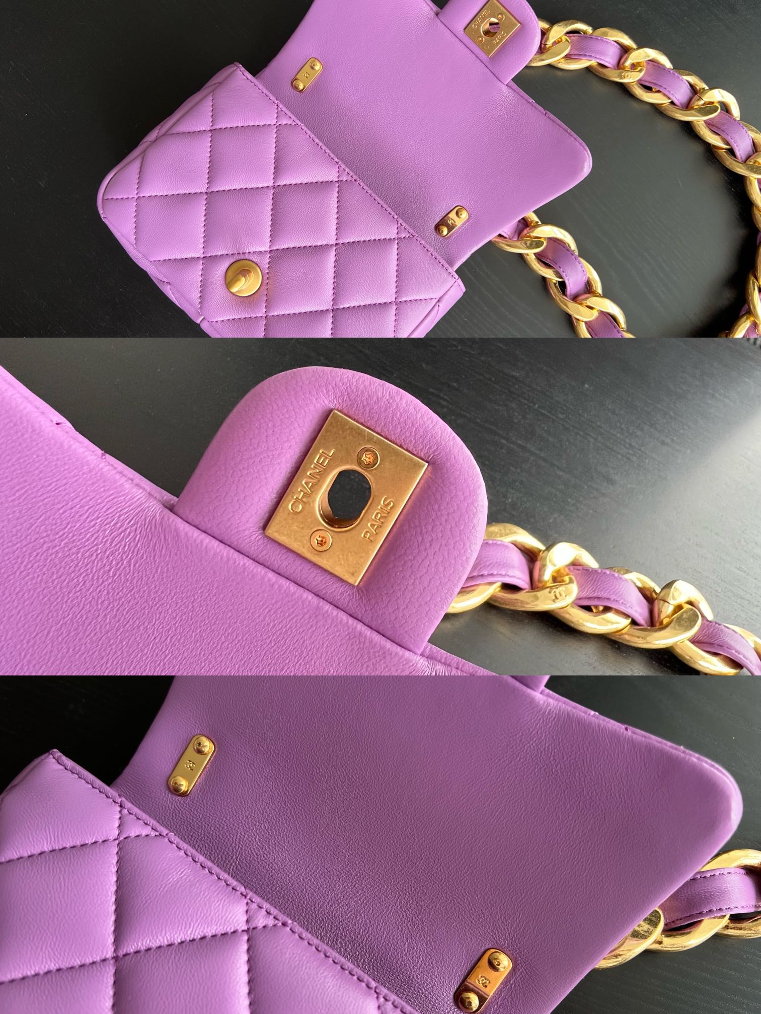 Chanel Trendy Cc Flap Bag Balck/ Purple For Women 6.7 in / 17 cm