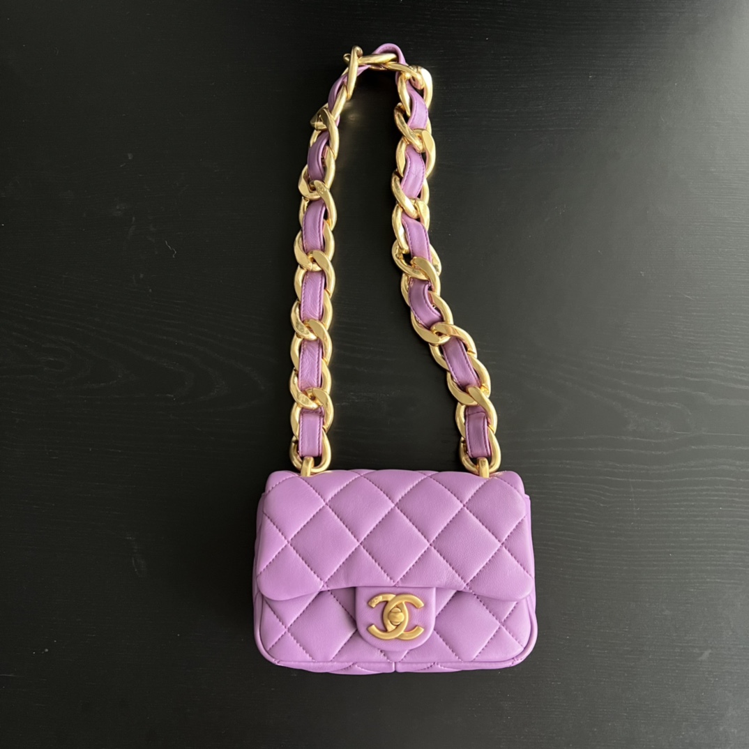 Chanel Trendy Cc Flap Bag Balck/ Purple For Women 6.7 in / 17 cm