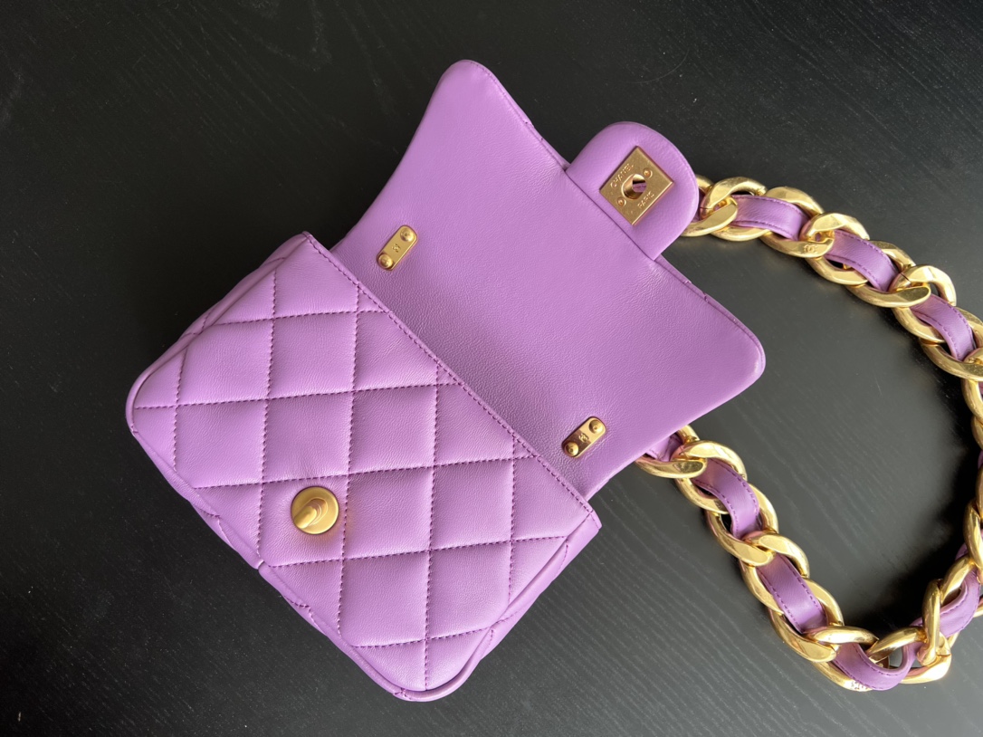 Chanel Trendy Cc Flap Bag Balck/ Purple For Women 6.7 in / 17 cm
