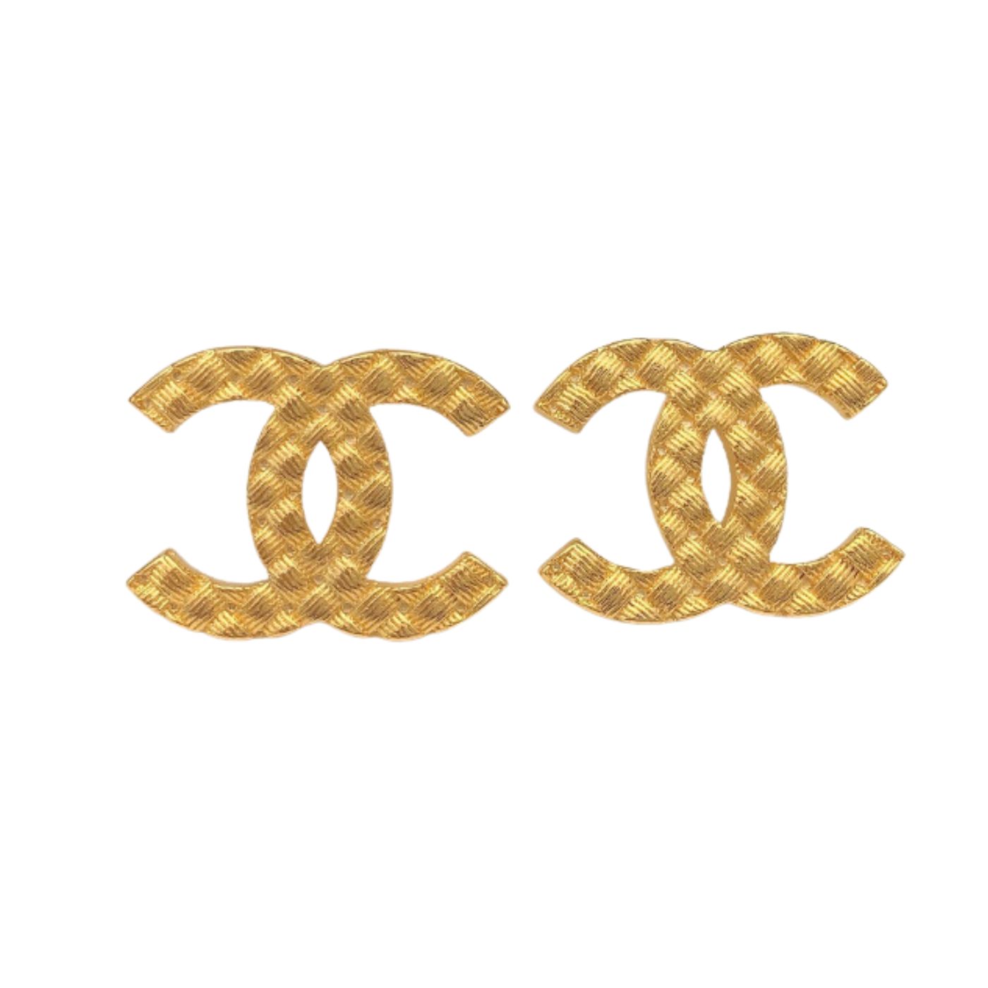 Chanel Twist Button Earrings Gold For Women