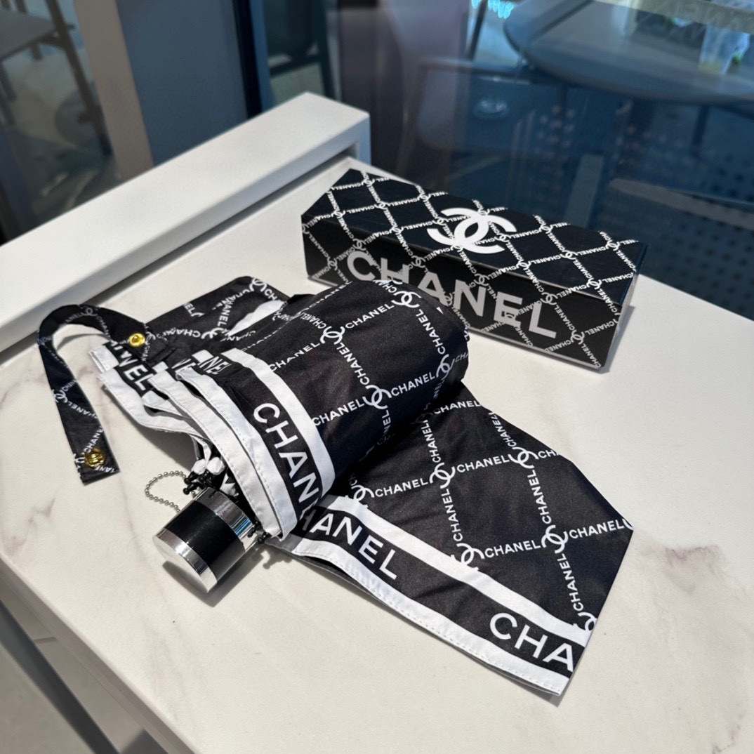 Chanel Umbrella With Logo CC Black