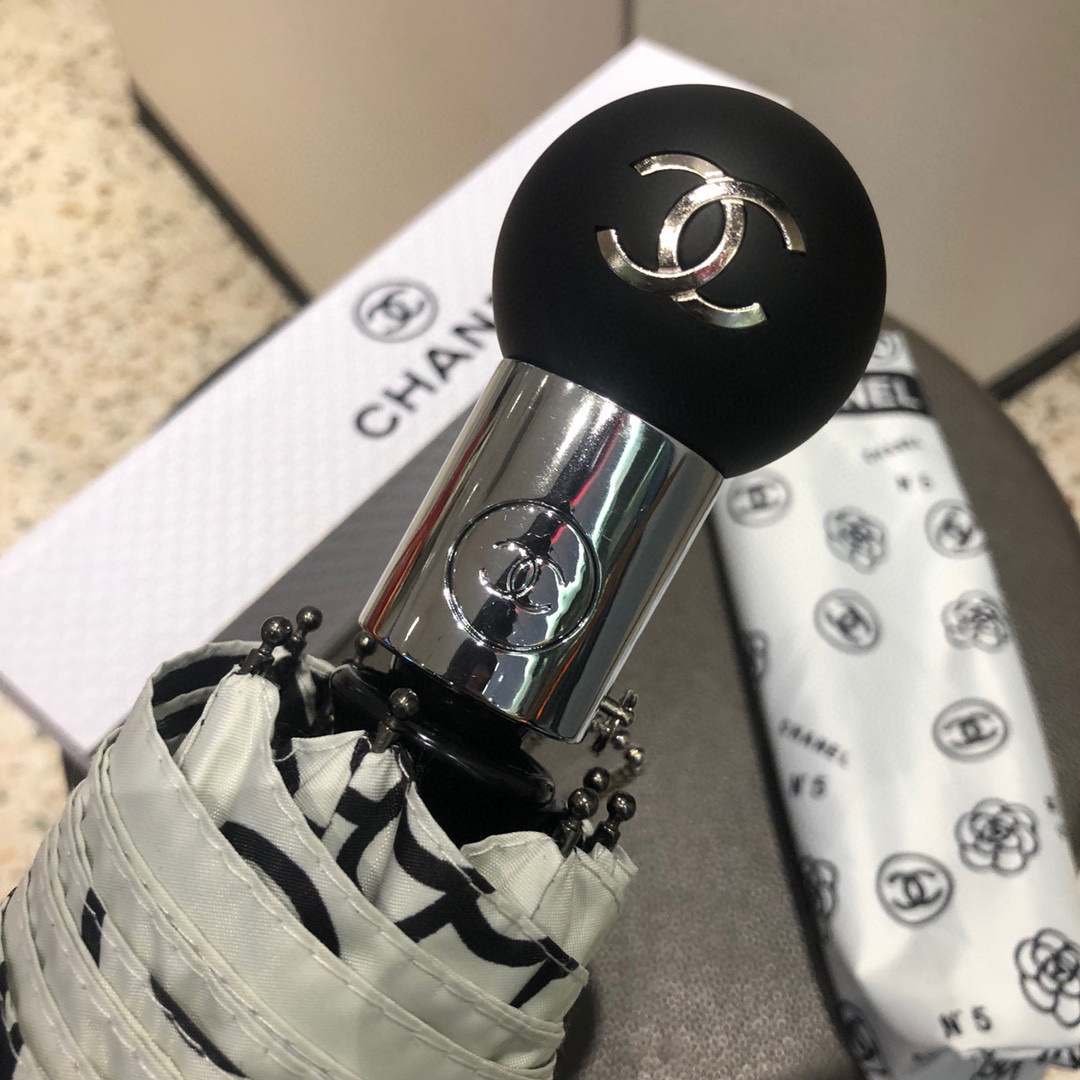 Chanel Umbrella With Logo CC White