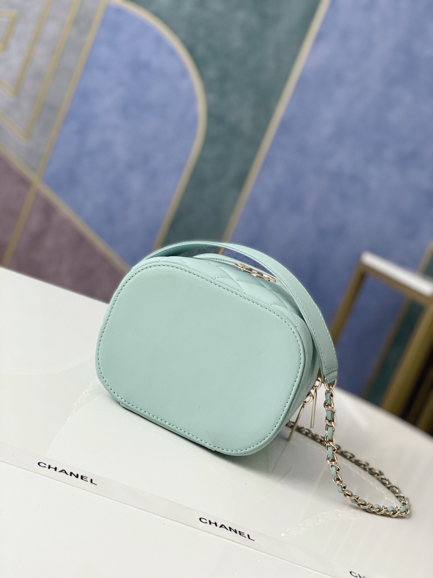 Chanel Vanity Case Gold Hardware Light Green For Women, Women’s Handbags, Shoulder Bags 9.4in/24cm 