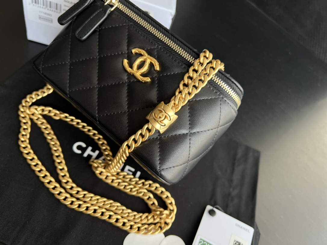 Chanel Vanity With Chain Bag Black/Brown For Women 6.6 in / 17 cm