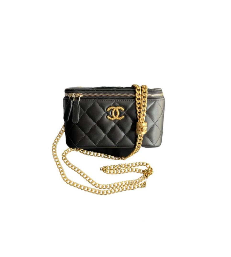 Chanel Vanity With Chain Bag Black/Brown For Women 6.6 in / 17 cm