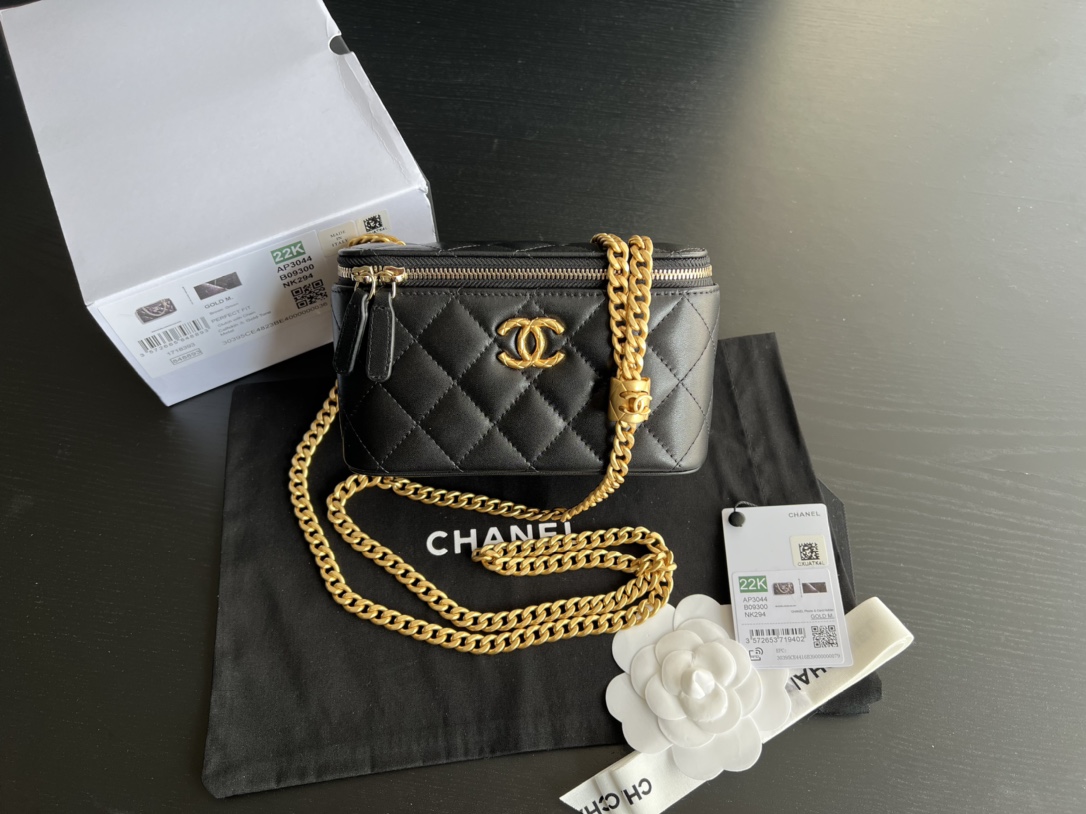 Chanel Vanity With Chain Bag Black/Brown For Women 6.6 in / 17 cm