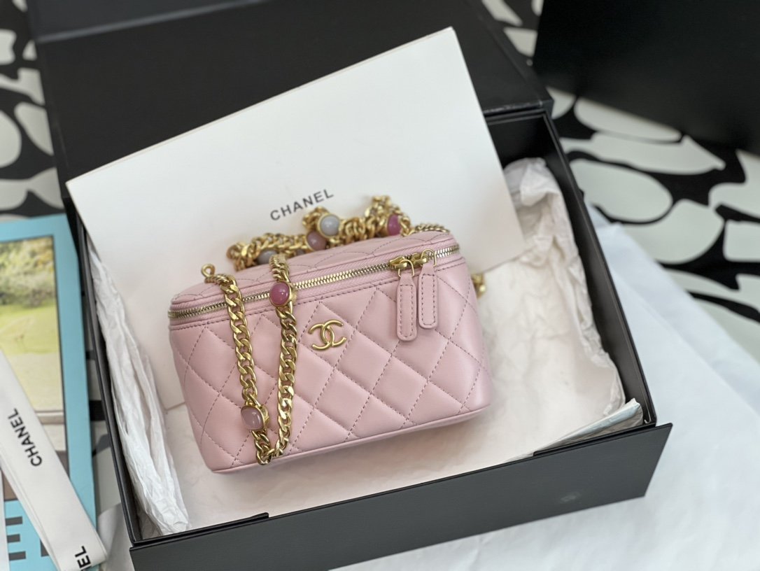 Chanel Vanity With Chain Light Pink For Women, Women’s Bags 6.2in/16cm