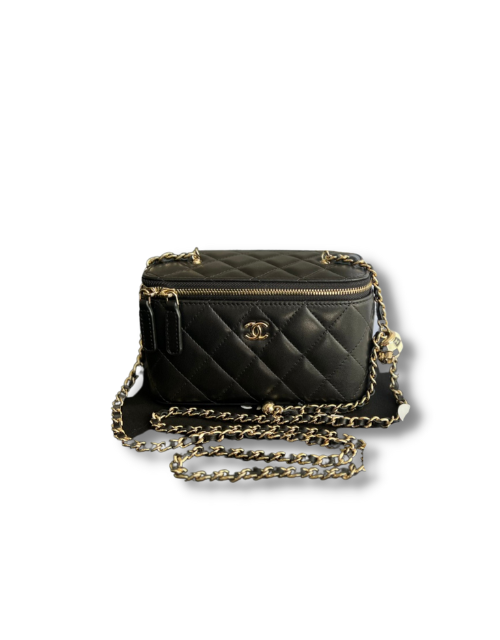 Chanel Vanity With Chain Shoulder Bag Black/White For Women 6.6in/17cm AP3012