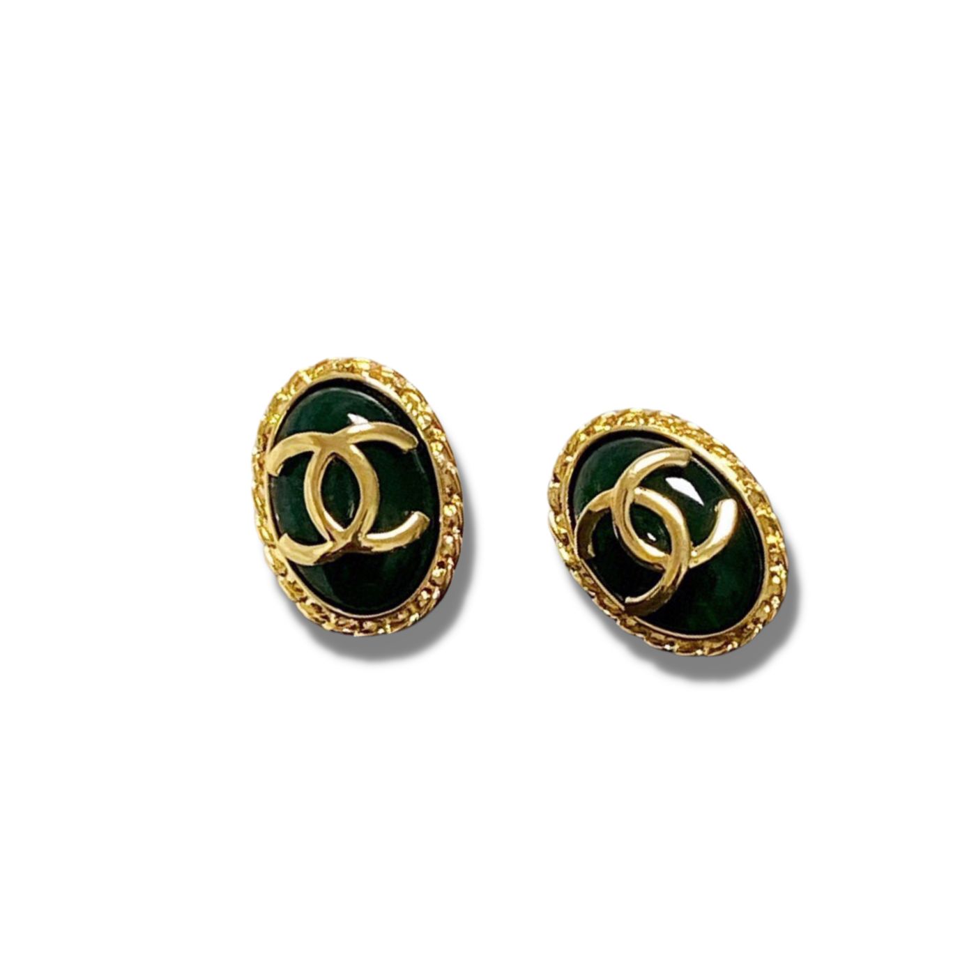 Chanel Vintage Clip Earrings Black For Women