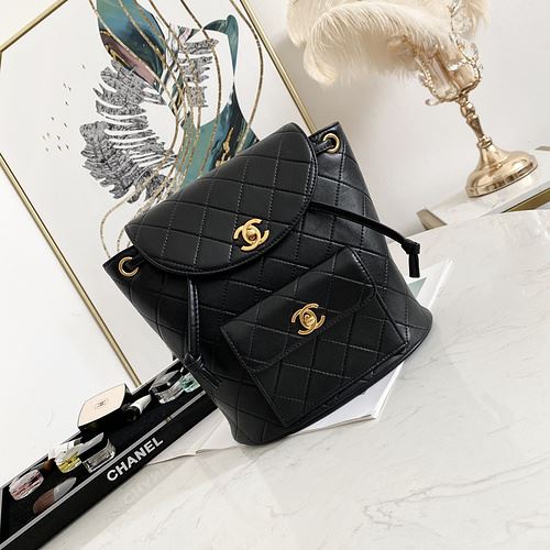 Chanel Vintage Duma Backpack Black/Brown For Women 8.3in / 21cm