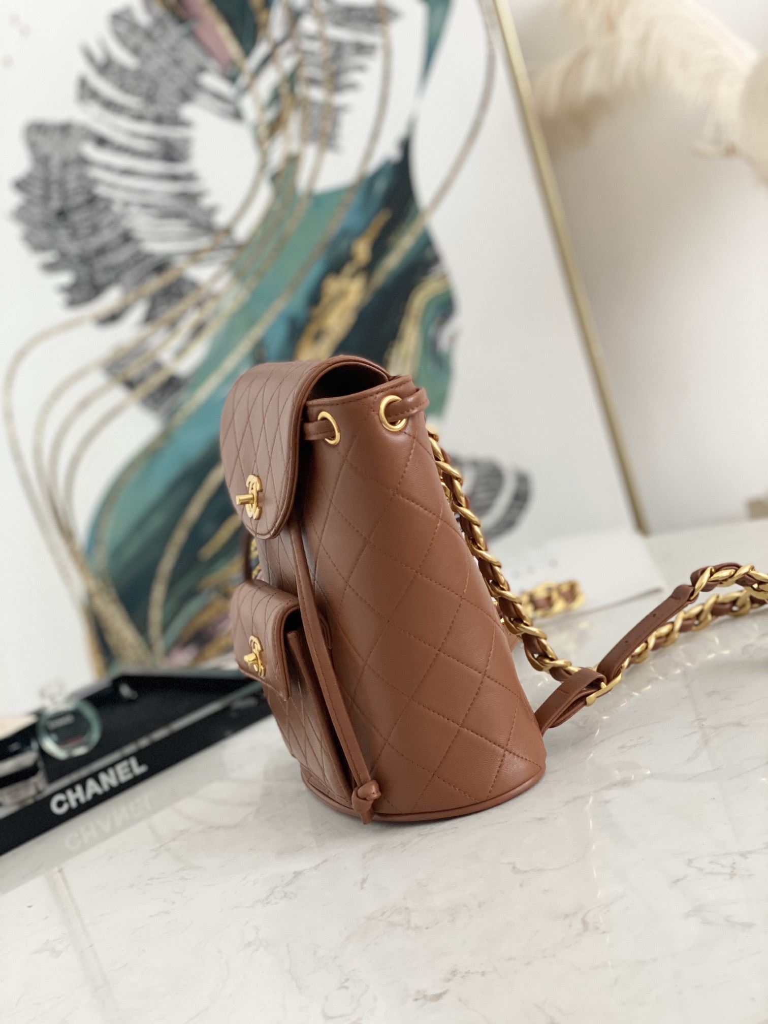 Chanel Vintage Duma Backpack Black/Brown For Women 8.3in / 21cm