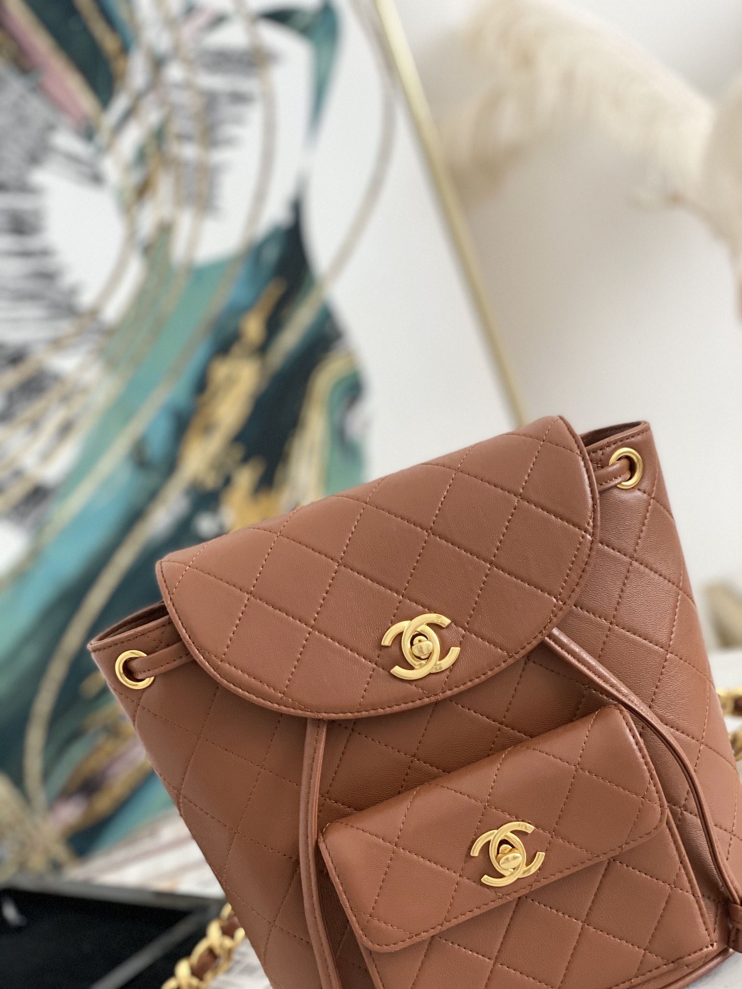 Chanel Vintage Duma Backpack Black/Brown For Women 8.3in / 21cm
