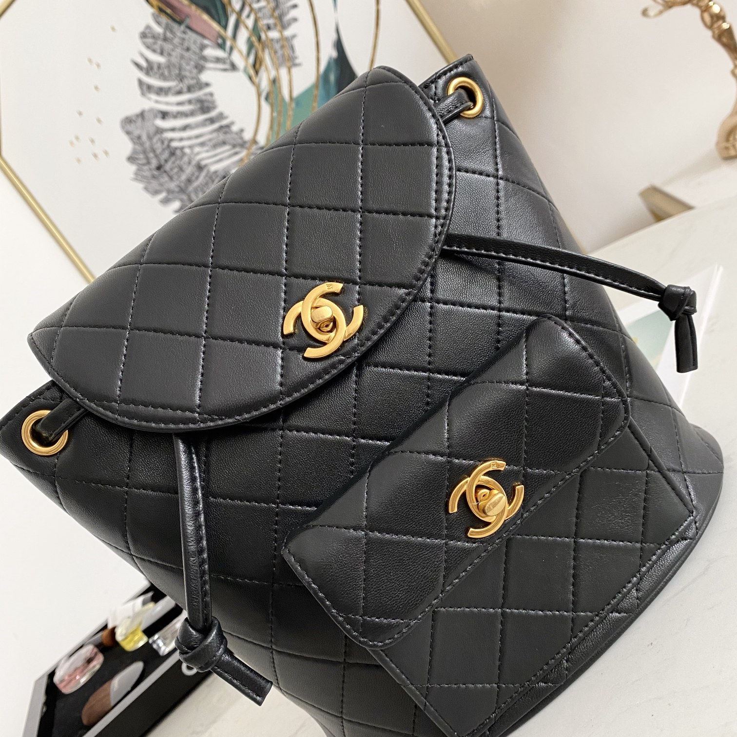 Chanel Vintage Duma Backpack Black/Brown For Women 8.3in / 21cm