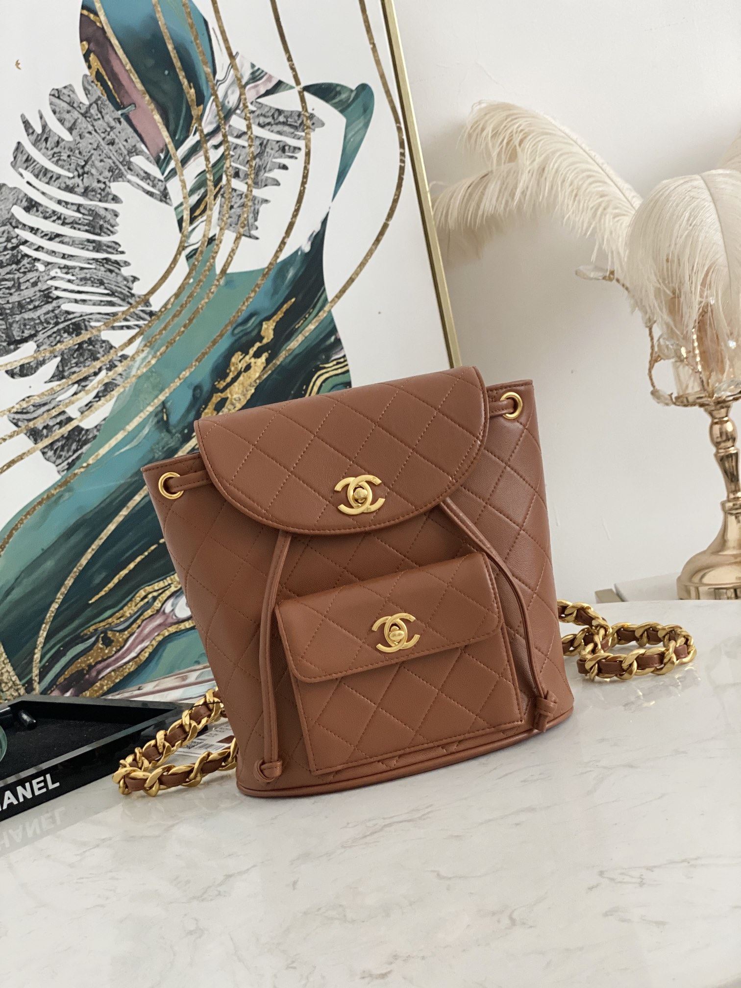 Chanel Vintage Duma Backpack Black/Brown For Women 8.3in / 21cm