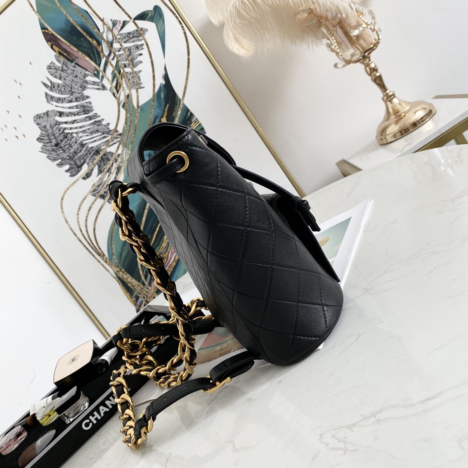 Chanel Vintage Duma Backpack Black/Brown For Women 8.3in / 21cm