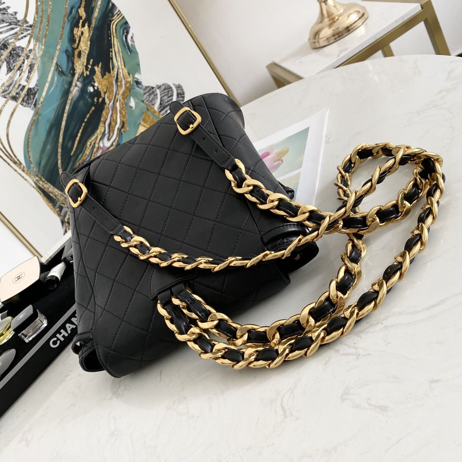 Chanel Vintage Duma Backpack Black/Brown For Women 8.3in / 21cm