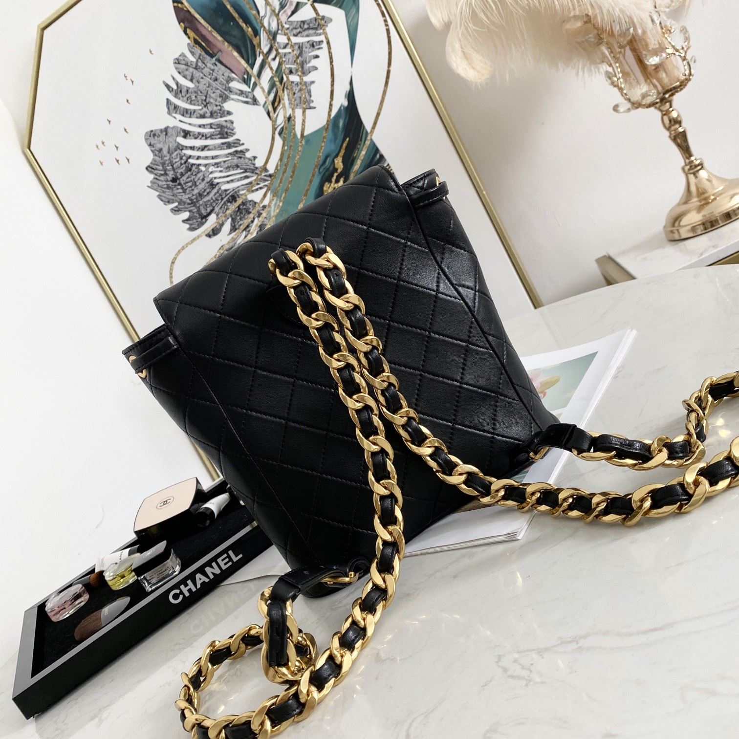 Chanel Vintage Duma Backpack Black/Brown For Women 8.3in / 21cm