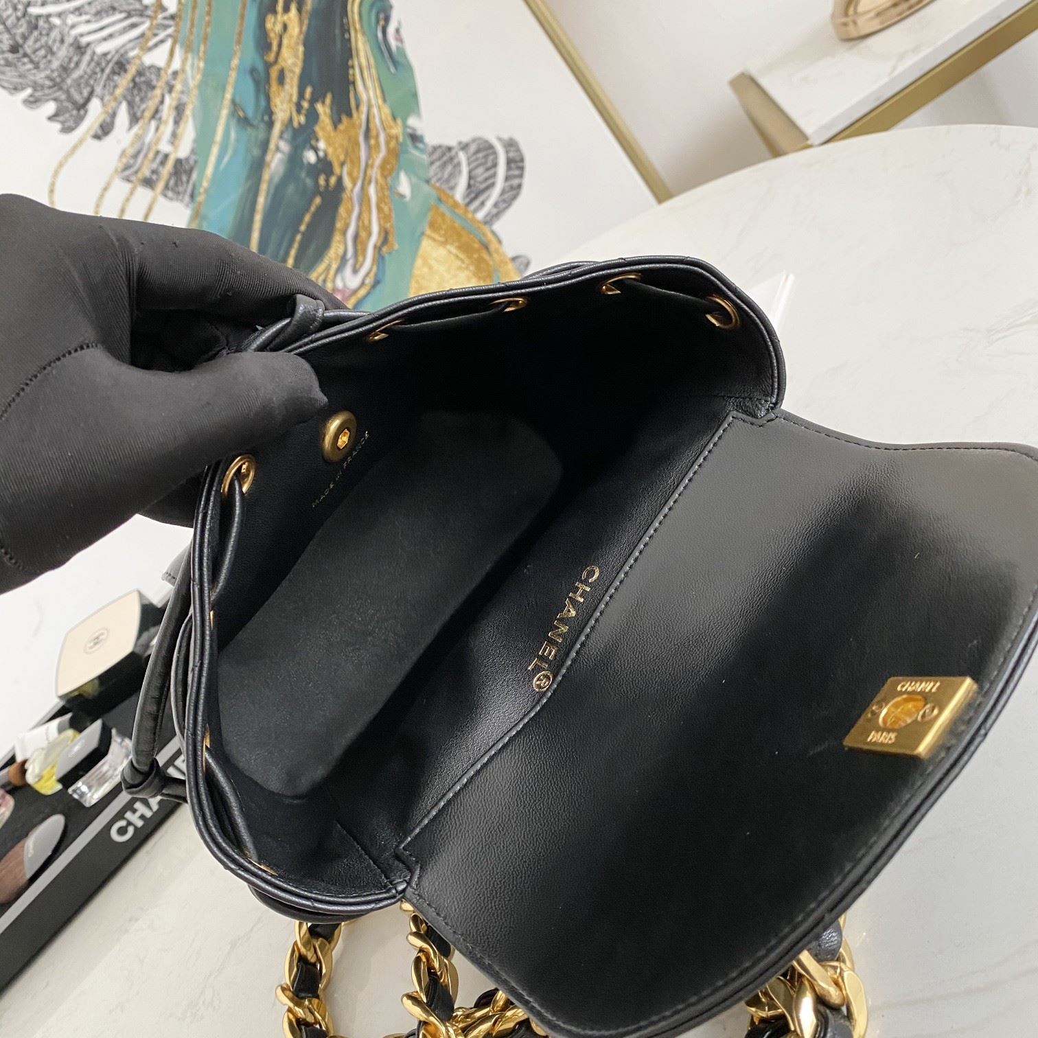 Chanel Vintage Duma Backpack Black/Brown For Women 8.3in / 21cm
