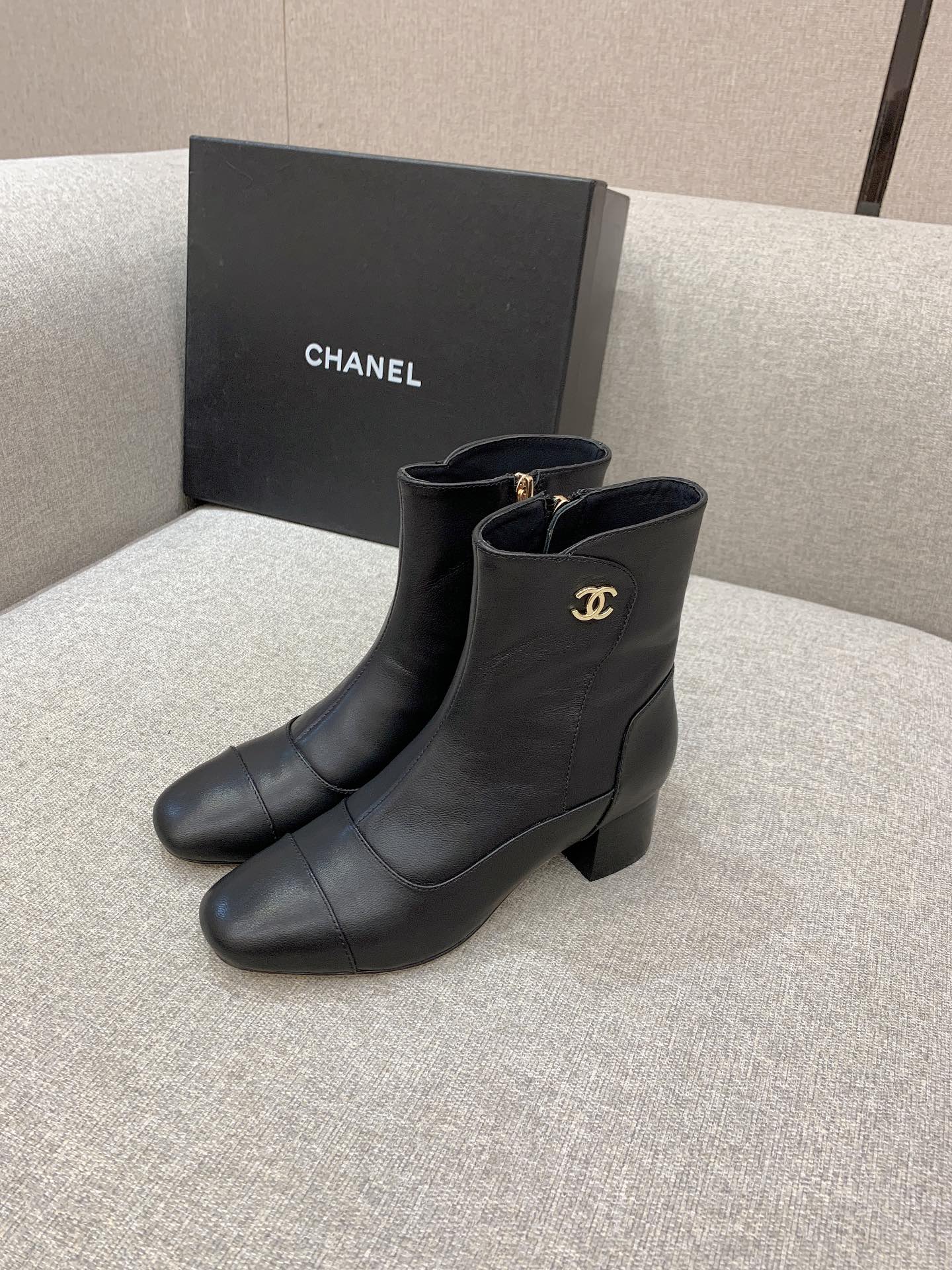 Chanel Women’s Ankle Boots Black For Women 2.2in/5.5cm