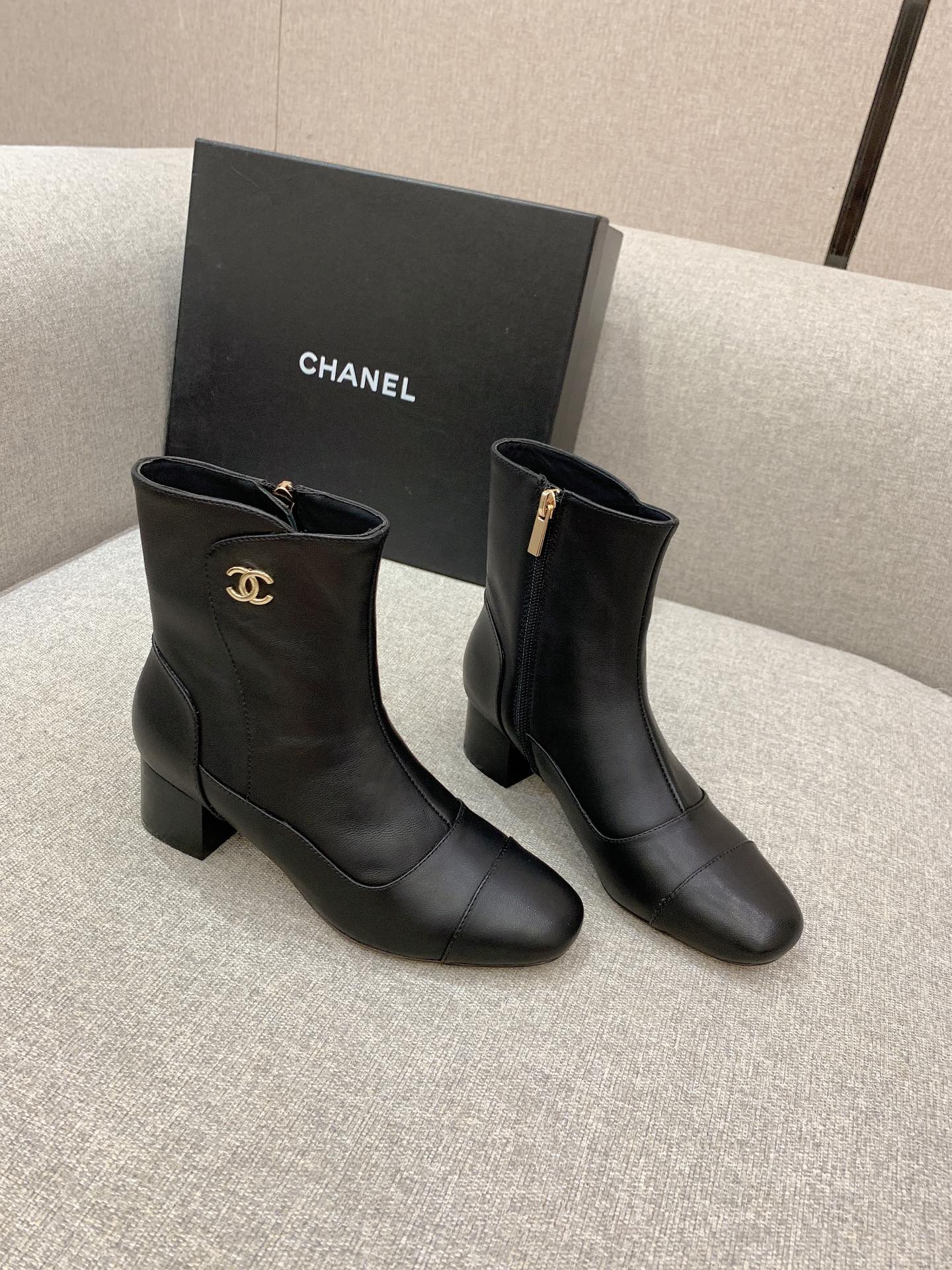 Chanel Women’s Ankle Boots Black For Women 2.2in/5.5cm