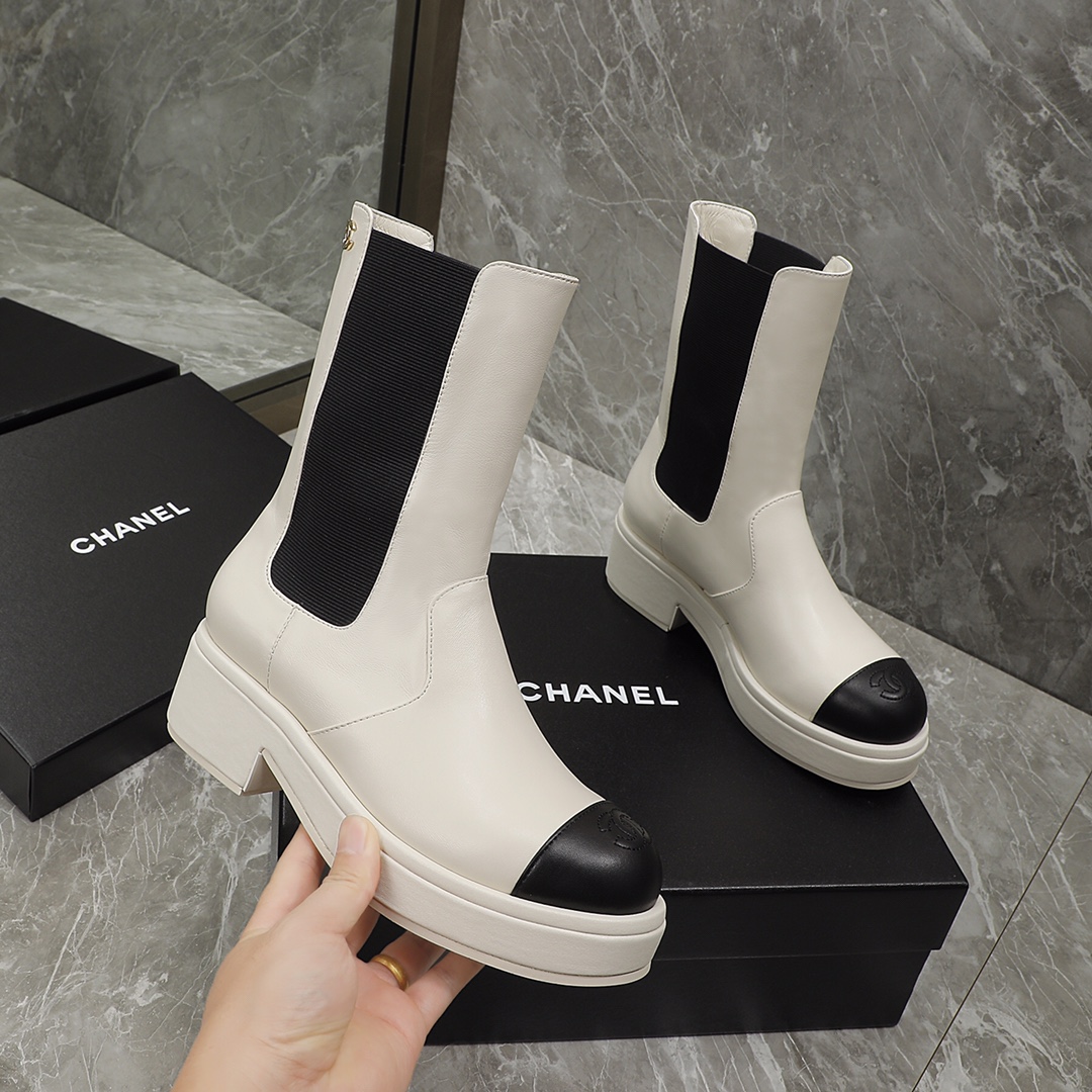 Chanel Women’s Ankle Boots White For Women 1.6in/4cm
