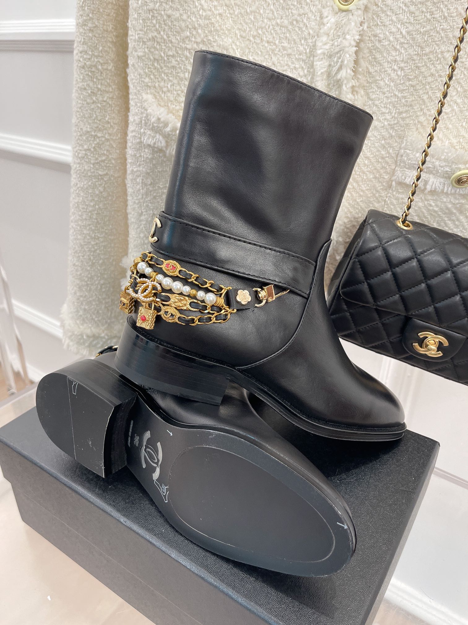 Chanel Women’s Ankle Boots With Decor Black For Women 1.5in/ 4cm