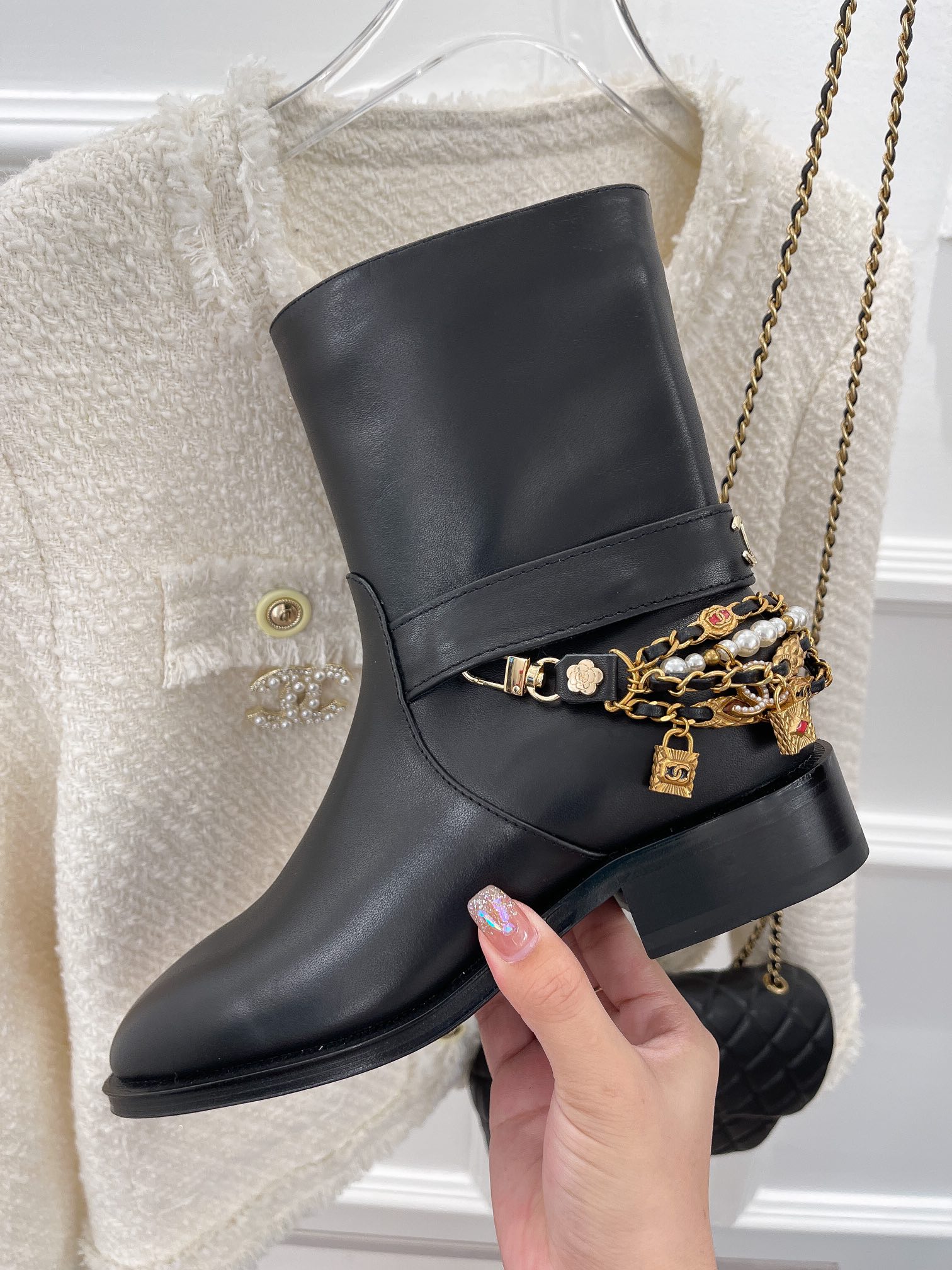 Chanel Women’s Ankle Boots With Decor Black For Women 1.5in/ 4cm
