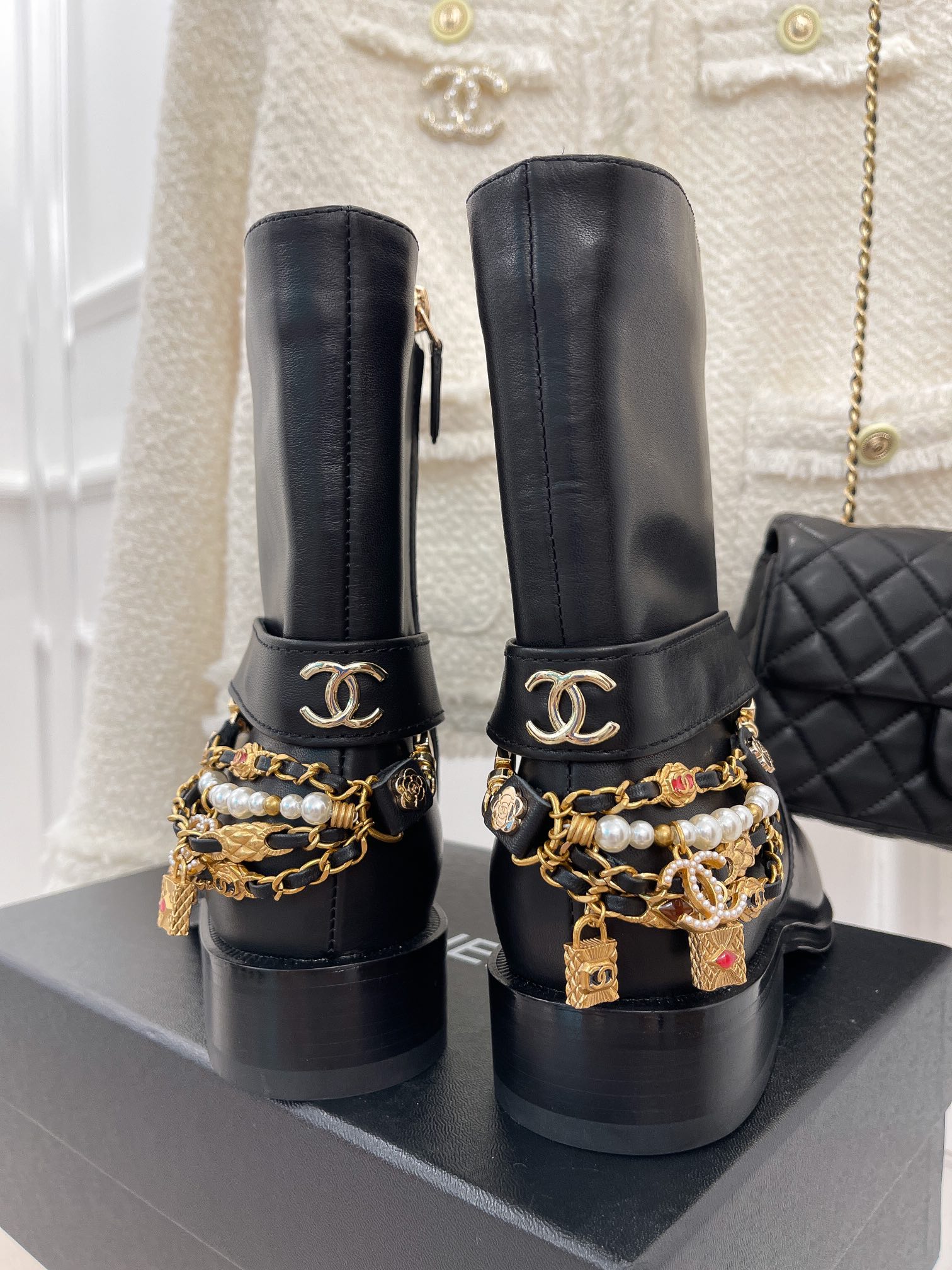 Chanel Women’s Ankle Boots With Decor Black For Women 1.5in/ 4cm