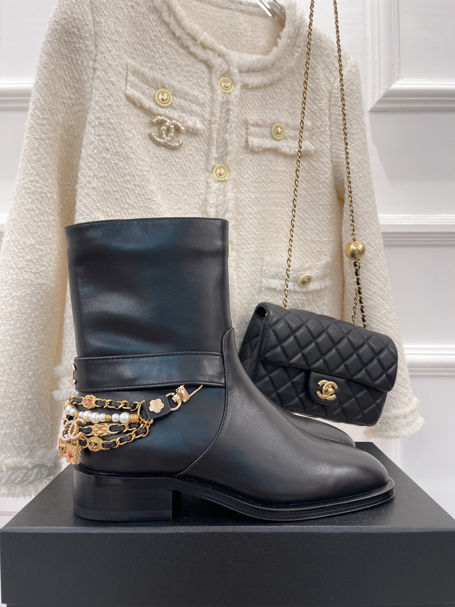 Chanel Women’s Ankle Boots With Decor Black For Women 1.5in/ 4cm