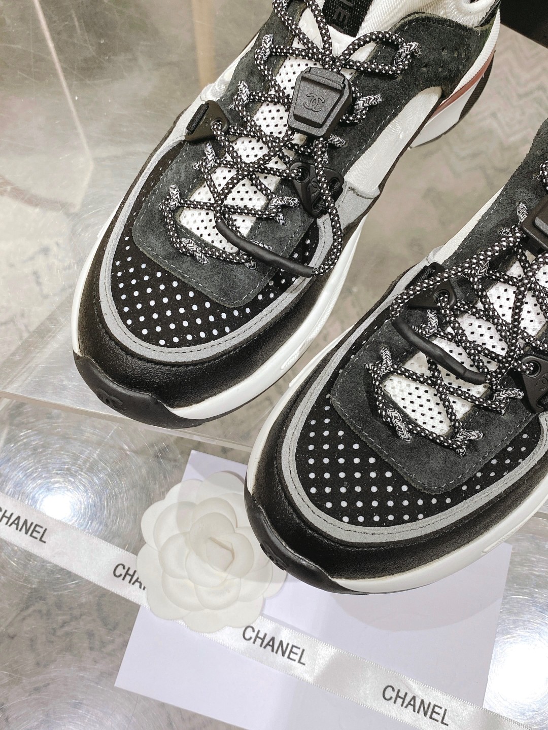 Chanel Women’s Camellia Flower Slingback Black And Dark Gray For Women G39488 Y56142 K4948