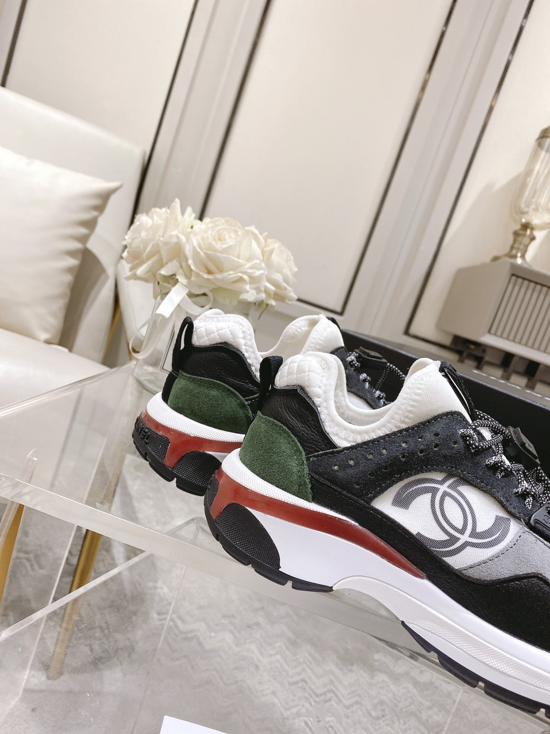 Chanel Women’s Camellia Flower Slingback Black And Dark Gray For Women G39488 Y56142 K4948