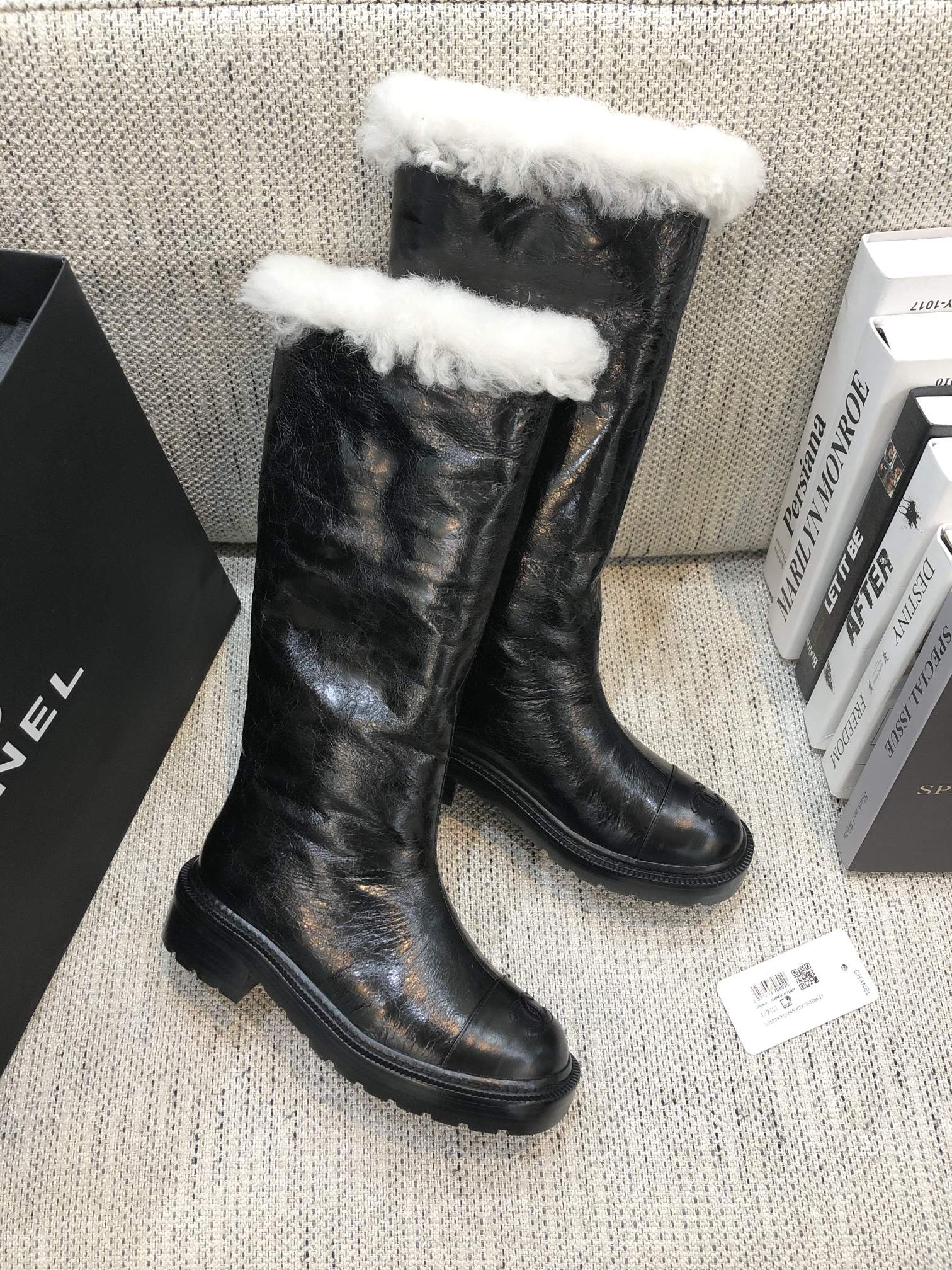 Chanel Women’s Coco Snow Boot Black For Women 17.7in/45cm