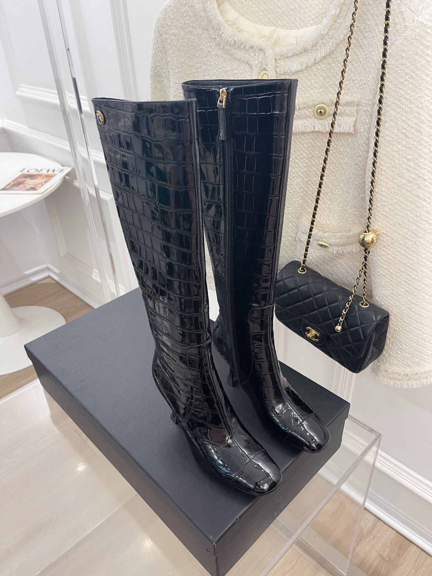 Chanel Women’s High Boot Black For Women 20.1in/51cm
