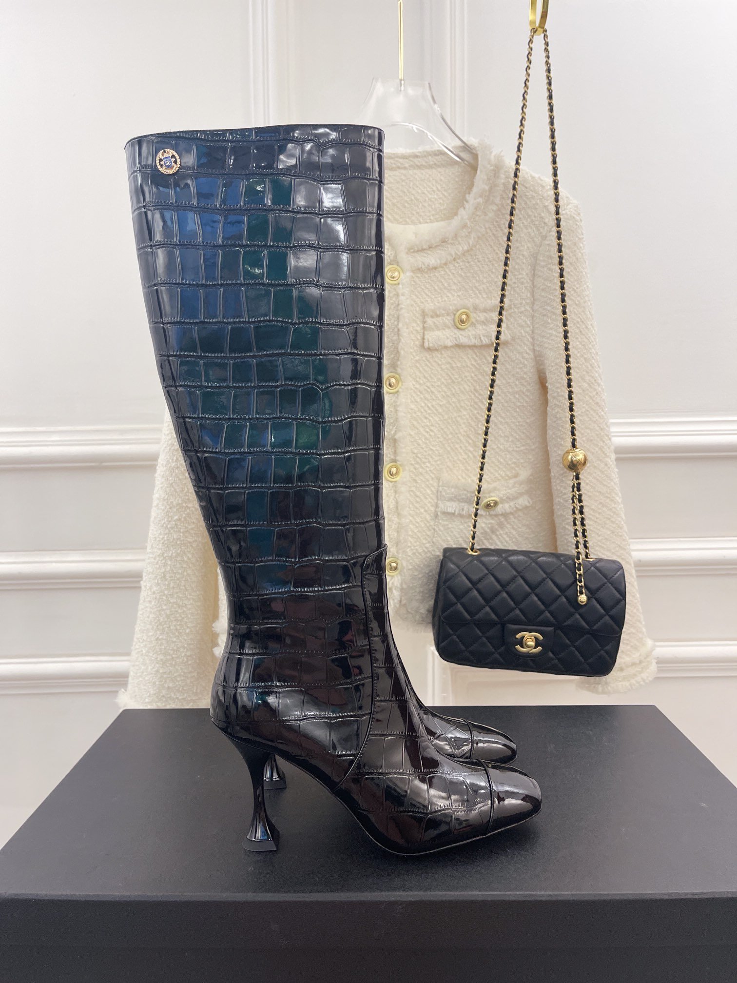 Chanel Women’s High Boot Black For Women 20.1in/51cm