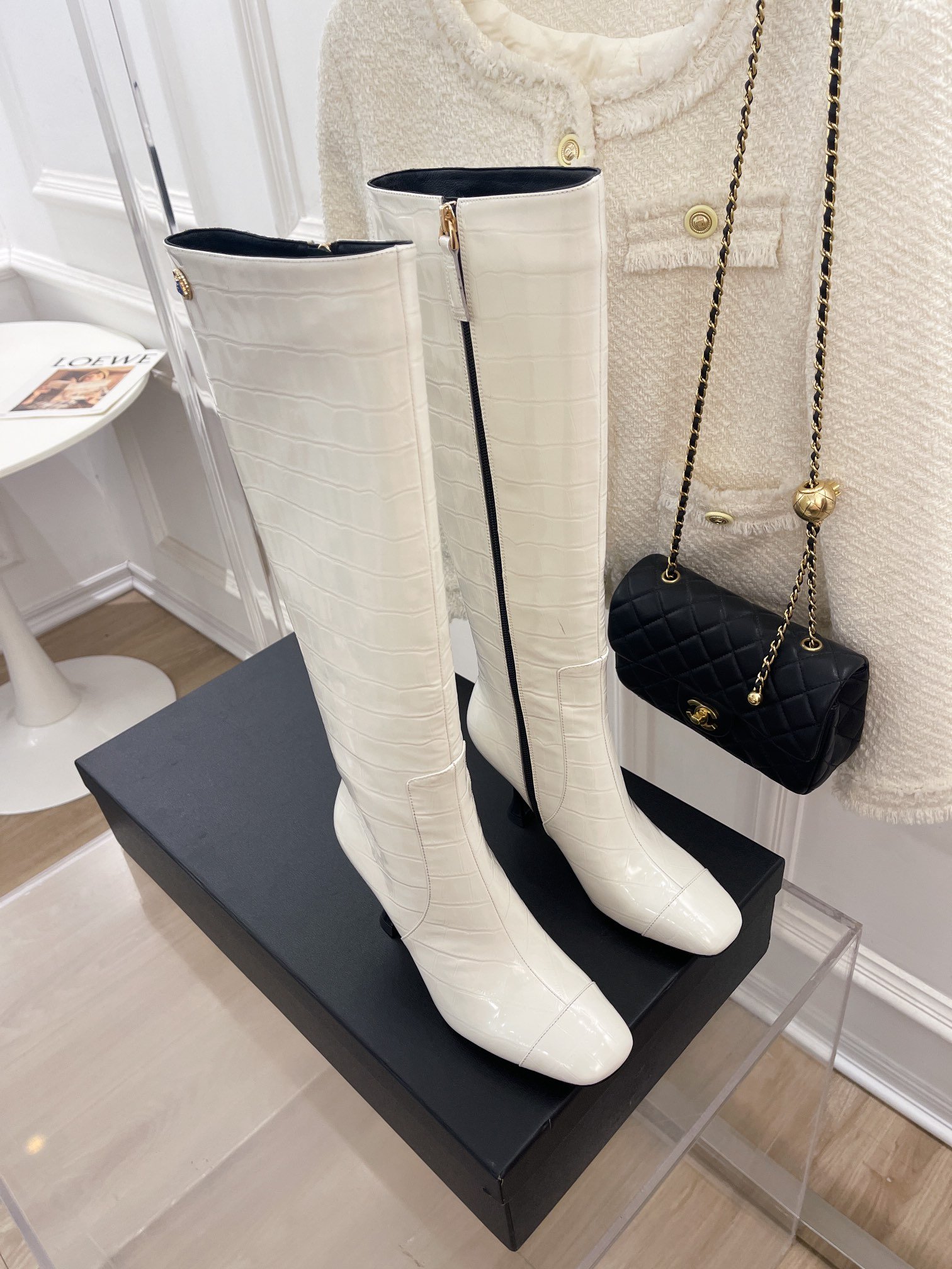Chanel Women’s High Boot White For Women 20.1in/51cm