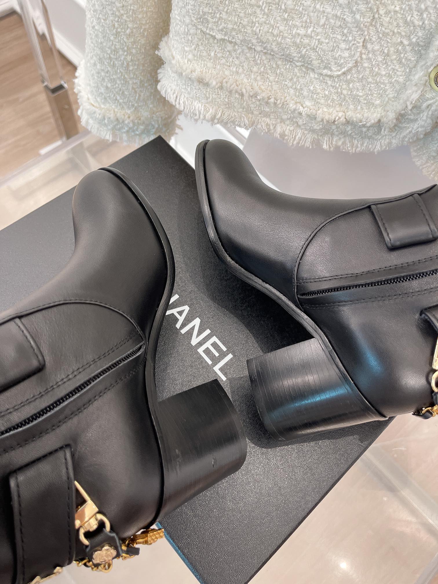 Chanel Women’s High Boots With Decor Black For Women 3.7in/ 9.5cm