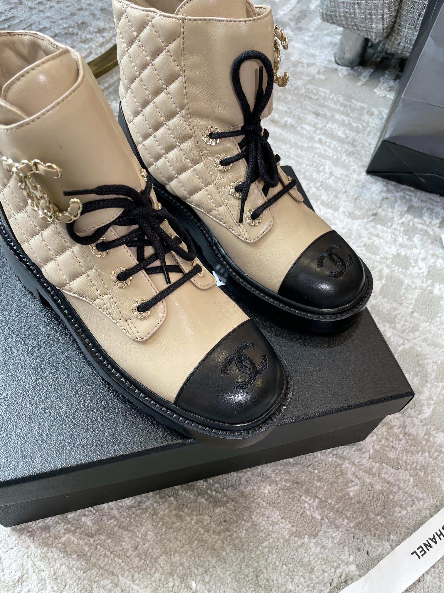 Chanel Women’s Lace- Ups Beige For Women 1.5in/ 4cm