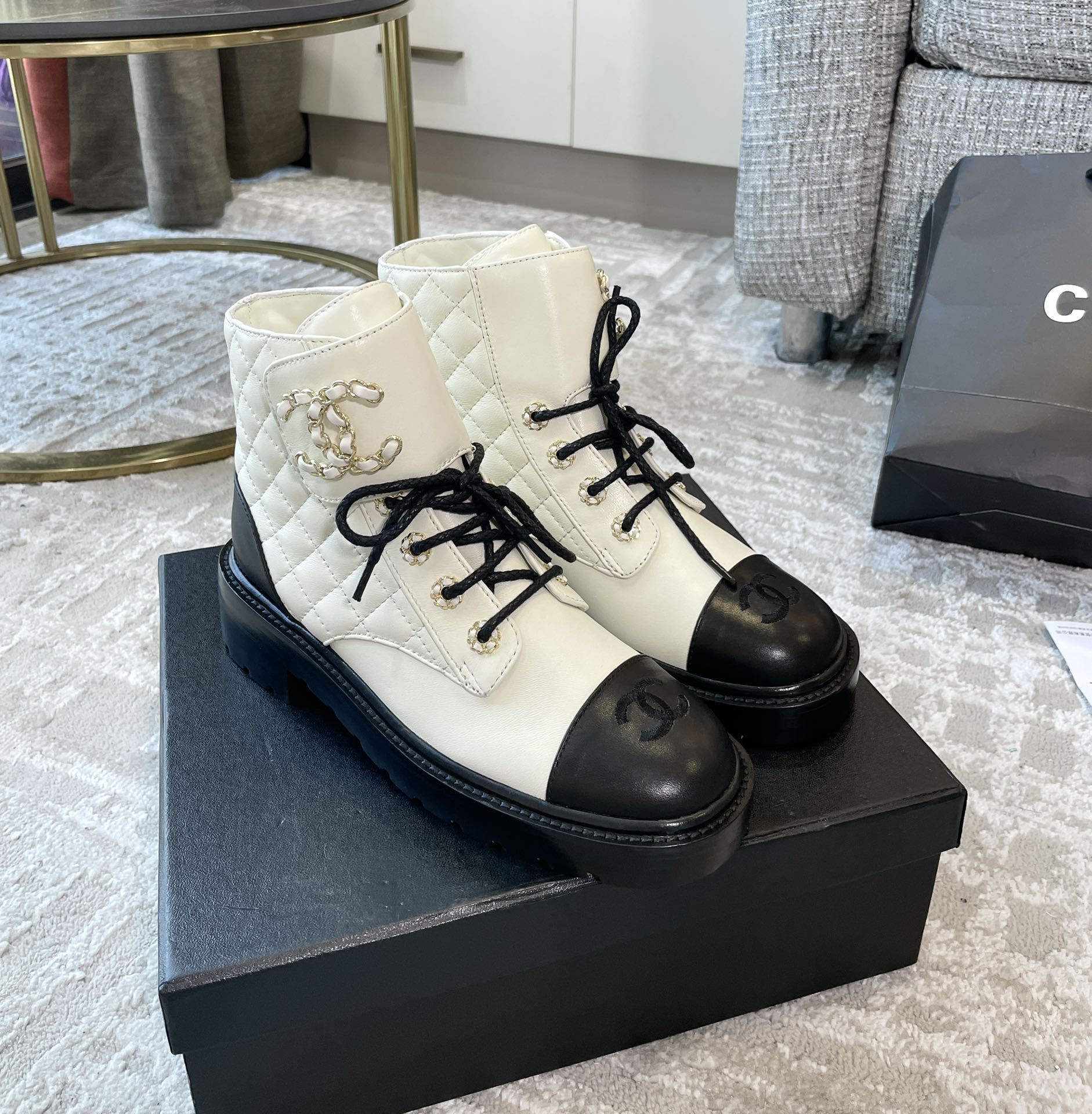 Chanel Women’s Lace- Ups White For Women 1.5in/ 4cm