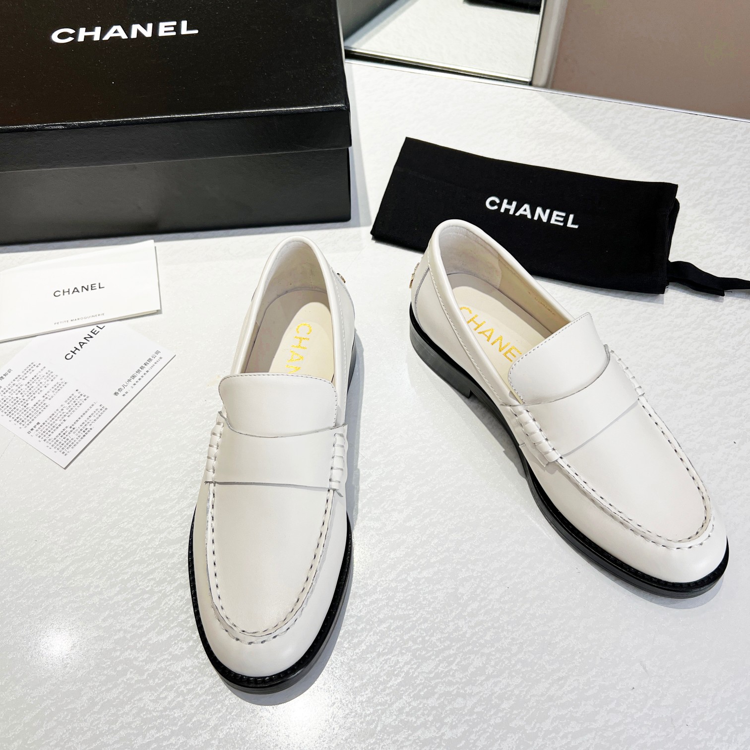 Chanel Women’s Loafers White For Women 1.2 in/3cm