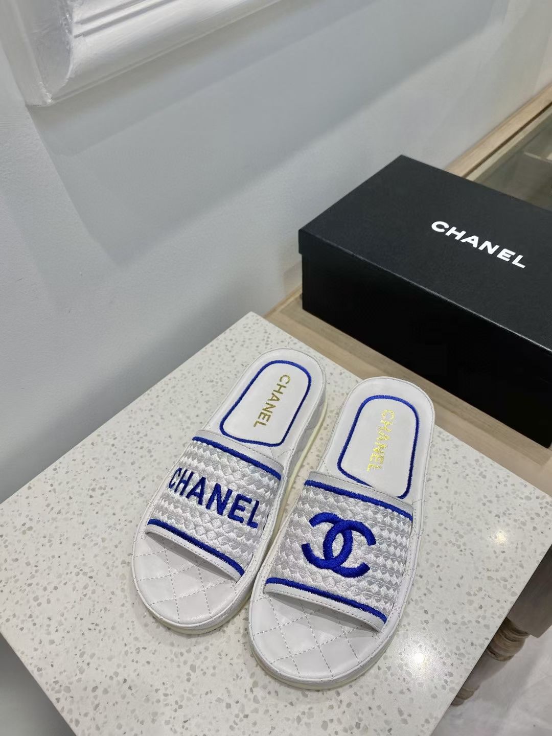 Chanel Women’s Mules Blue And White For Women