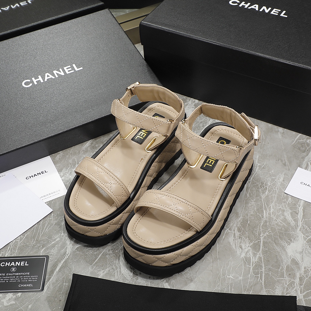 Chanel Women’s Sandals Beige For Women 2in/5cm G39143 X01000 K4381