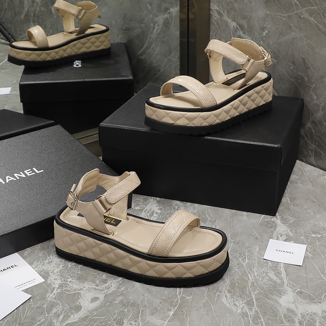 Chanel Women’s Sandals Beige For Women 2in/5cm G39143 X01000 K4381