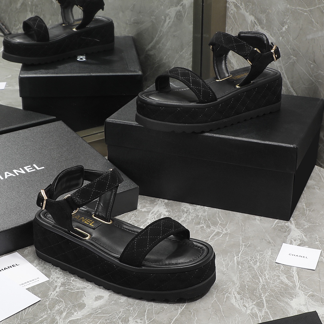 Chanel Women’s Sandals Black For Women 2in/5cm G39143 Y55894 94305